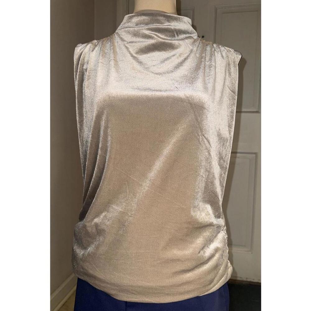 NWT Melrose & Market Women's Grey Chia Lined Top  Size L Dressy And Sleeveless